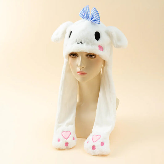 Cute Animal Plush Moving Ear Hat for Autumn & Winter